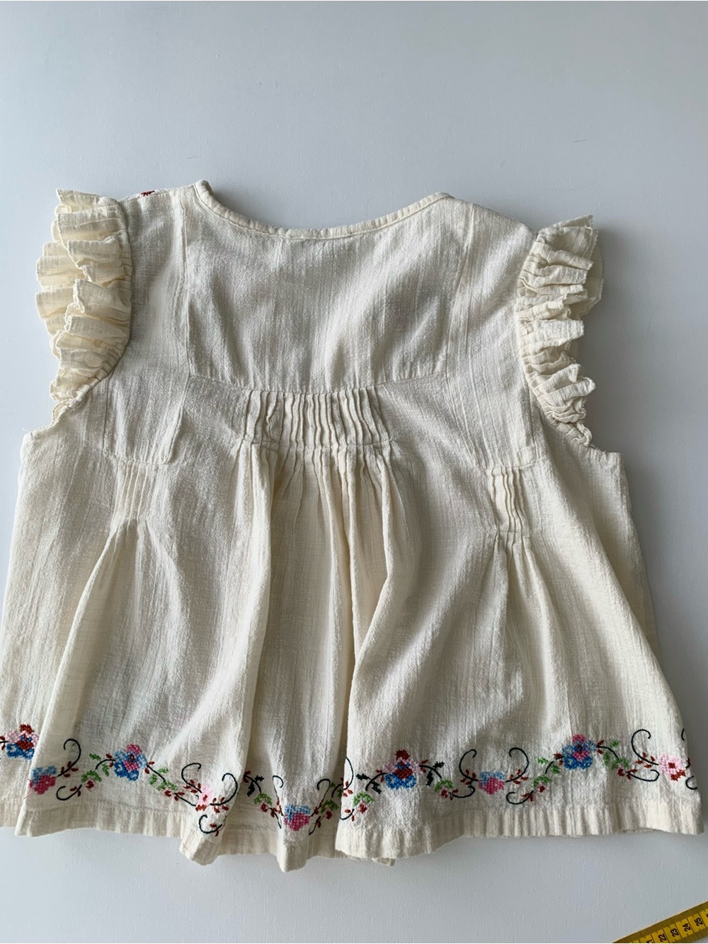Jennifer Grace Y2K Embroidered Ruffle Sleeve Top Size XL Boho Floral Cottagecore - Picture 9 of 13